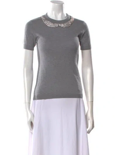Pre-owned Kate Spade Wool Crew Neck Sweater In Gray