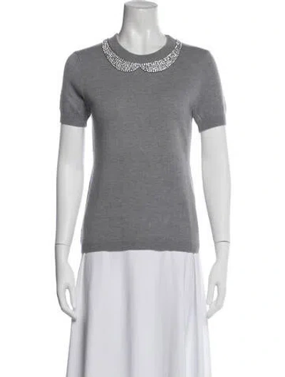 Pre-owned Kate Spade Wool Crew Neck Sweater In Gray