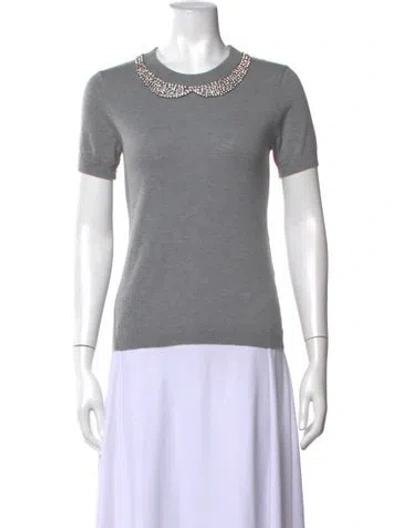 Pre-owned Kate Spade Wool Crew Neck Sweater In Grey