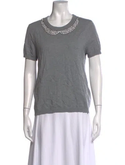 Pre-owned Kate Spade Wool Crew Neck Sweater In Grey