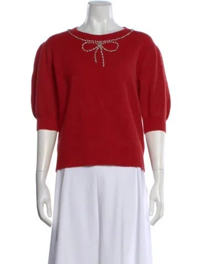 Pre-owned Kate Spade Wool Crew Neck Sweater In Red