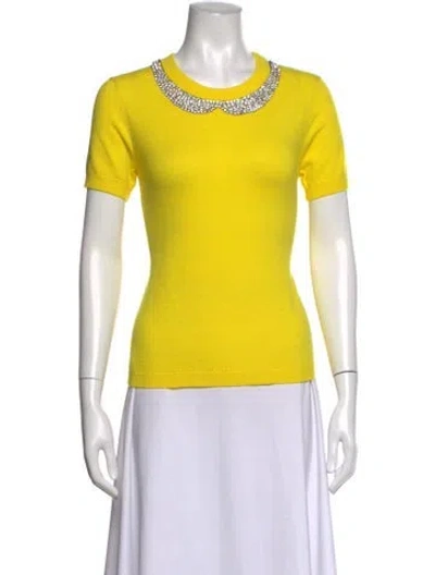 Pre-owned Kate Spade Wool Crew Neck Sweater W/ Tags In Yellow