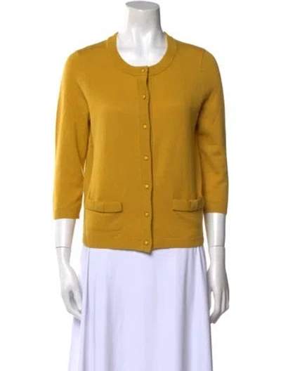 Pre-owned Kate Spade Wool Crew Neck Sweater In Yellow