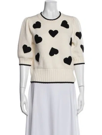 Pre-owned Kate Spade Wool Floral Print Sweater In White