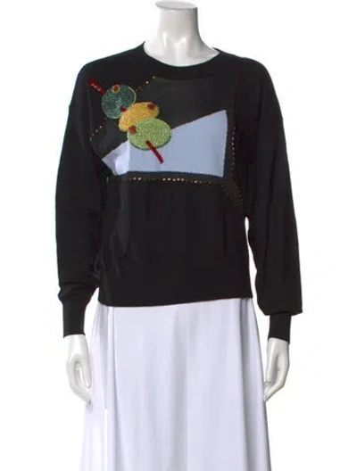 Pre-owned Kate Spade Wool Graphic Print Sweater In Black