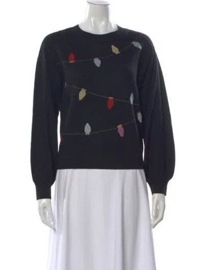 Pre-owned Kate Spade Wool Graphic Print Sweater W/ Tags In Black