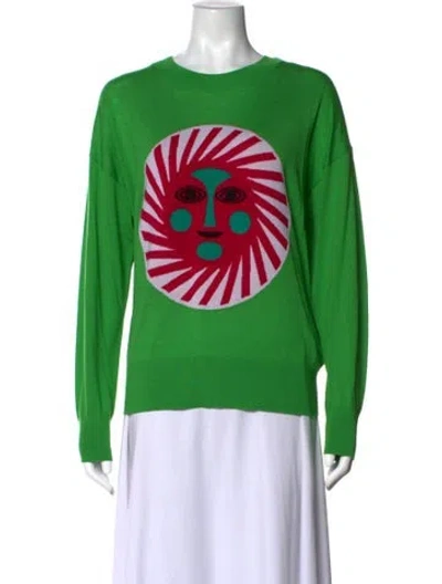 Pre-owned Kate Spade Wool Graphic Print Sweater W/ Tags In Green