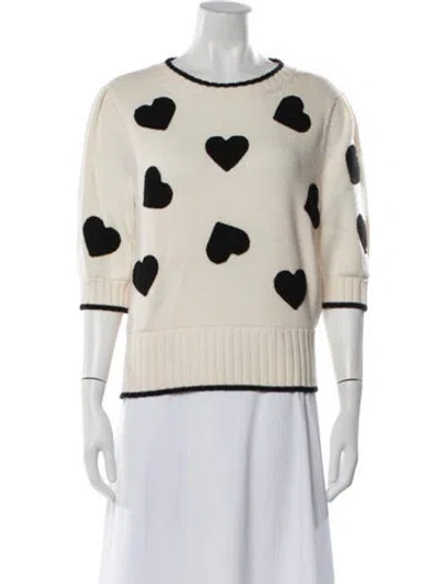 Pre-owned Kate Spade Wool Graphic Print Sweater W/ Tags In Neutrals