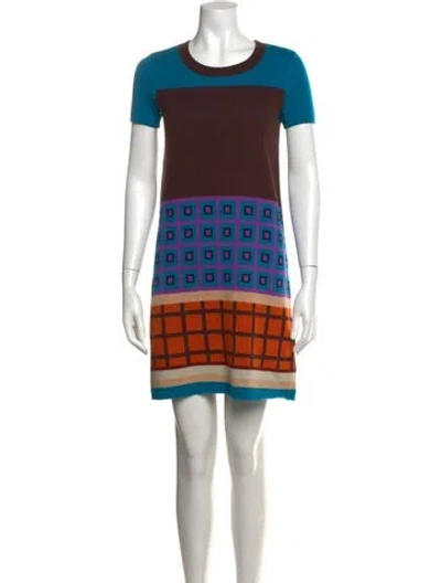 Pre-owned Kate Spade Wool Mini Dress In Blue/brown