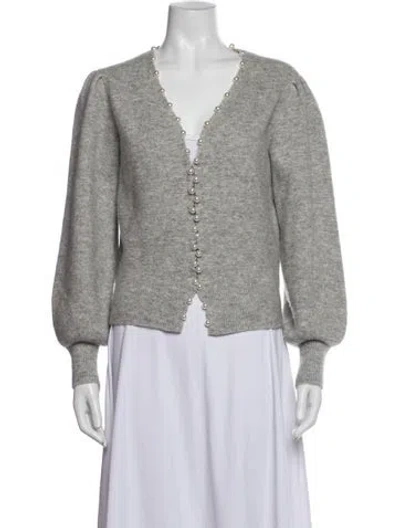 Pre-owned Kate Spade Wool Open Front Sweater In Grey