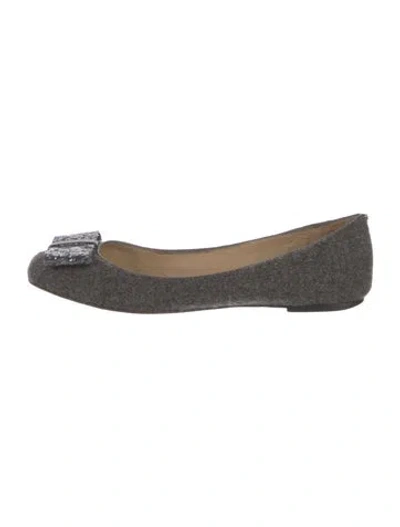 Pre-owned Kate Spade Wool Patterned Ballet Flats In Gray