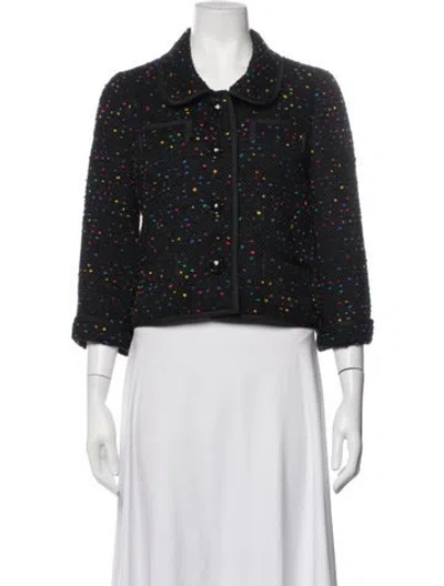 Pre-owned Kate Spade Wool Patterned Jacket In Black