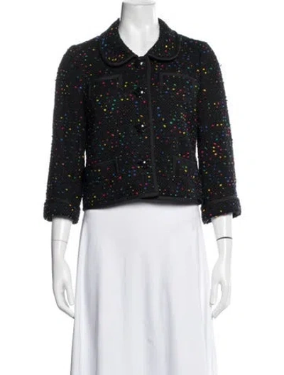Pre-owned Kate Spade Wool Patterned Jacket In Black