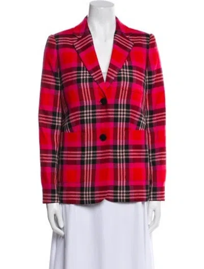 Pre-owned Kate Spade Wool Plaid Print Blazer In Multi