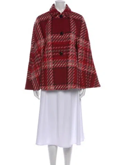 Pre-owned Kate Spade Wool Plaid Print Sweater In Red