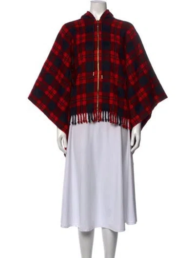 Pre-owned Kate Spade Wool Plaid Print Sweater In Red