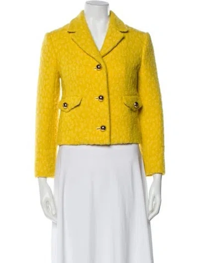 Pre-owned Kate Spade Wool Printed Blazer In Yellow