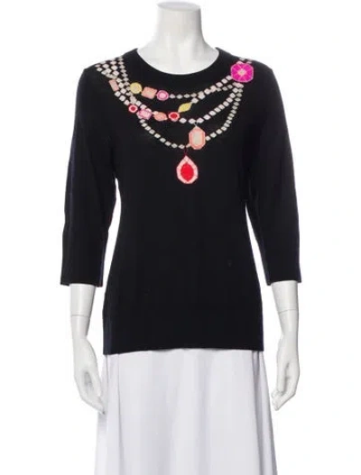 Pre-owned Kate Spade Wool Printed Sweater In Black