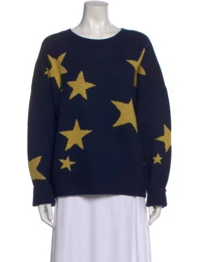 Pre-owned Kate Spade Wool Printed Sweater In Blue