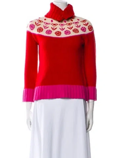 Pre-owned Kate Spade Wool Printed Sweater In Red