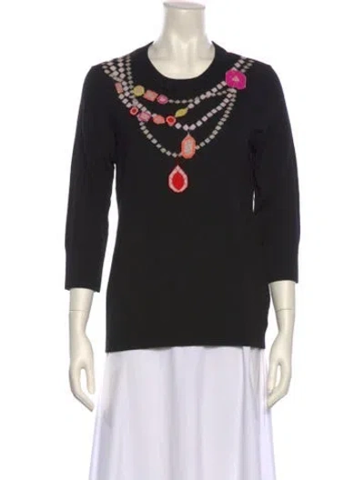 Pre-owned Kate Spade Wool Printed Sweater W/ Tags In Black