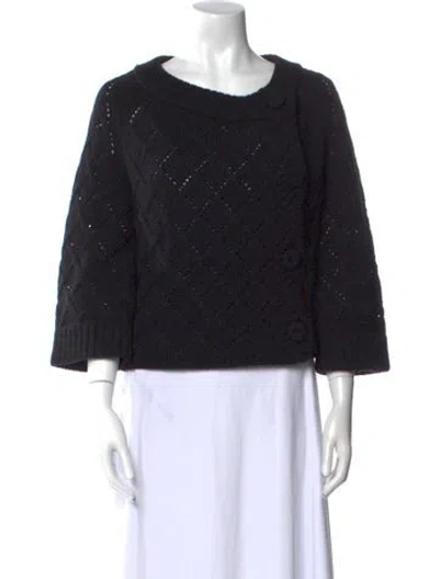 Pre-owned Kate Spade Wool Scoop Neck Sweater In Black