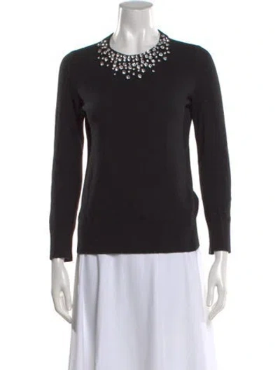 Pre-owned Kate Spade Wool Scoop Neck Sweater In Black