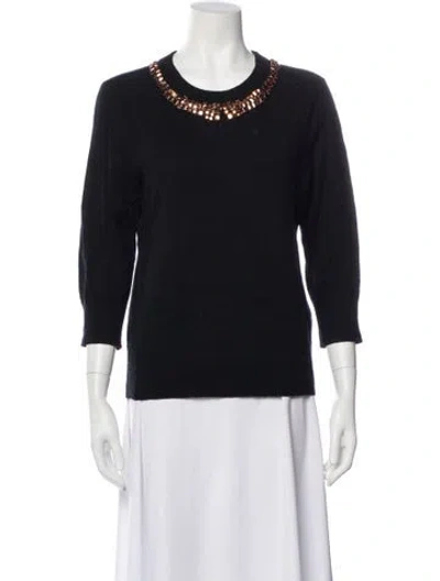 Pre-owned Kate Spade Wool Scoop Neck Sweater In Blue