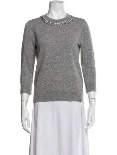 Pre-owned Kate Spade Wool Scoop Neck Sweater In Grey