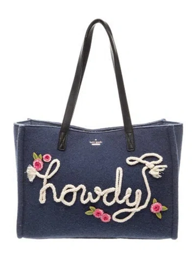 Pre-owned Kate Spade Wool Shoulder Bag In Blue