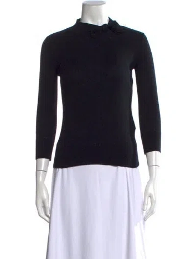 Pre-owned Kate Spade Wool Tie Neck Sweater In Black