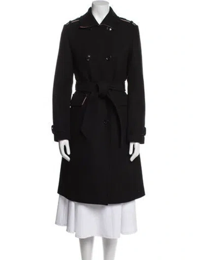 Pre-owned Kate Spade Wool Trench Coat In Black