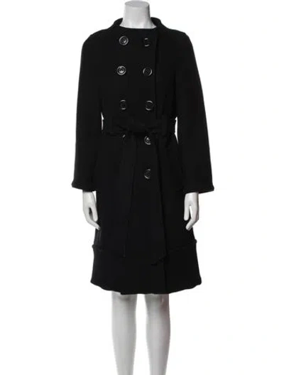 Pre-owned Kate Spade Wool Trench Coat In Black