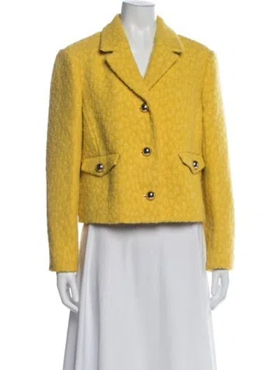 Pre-owned Kate Spade Wool Tweed Pattern Blazer In Yellow
