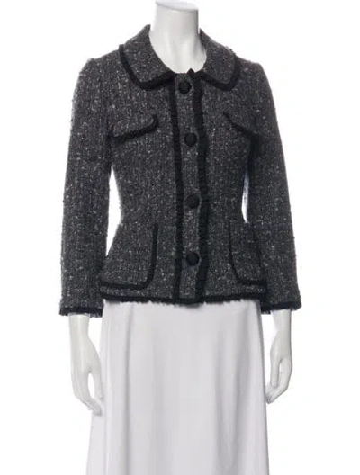 Pre-owned Kate Spade Wool Tweed Pattern Jacket In Black