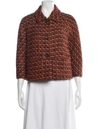 Pre-owned Kate Spade Wool Tweed Pattern Jacket In Orange