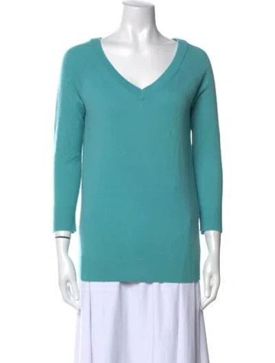 Pre-owned Kate Spade Wool V-neck Sweater In Blue