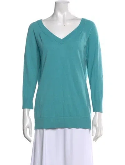 Pre-owned Kate Spade Wool V-neck Sweater In Blue