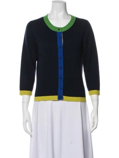 Pre-owned Kate Spade Wool V-neck Sweater In Blue