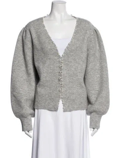 Pre-owned Kate Spade Wool V-neck Sweater In Gray