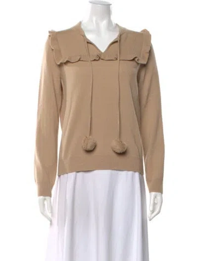 Pre-owned Kate Spade Wool V-neck Sweater In Neutral