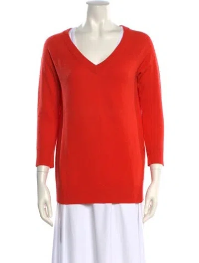 Pre-owned Kate Spade Wool V-neck Sweater In Orange