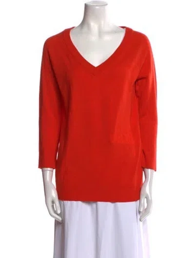 Pre-owned Kate Spade Wool V-neck Sweater In Red