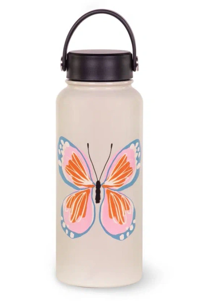 Kate Spade Xl Butterfly Stainless Steel Water Bottle In Ivory Multi