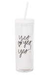 KATE SPADE YES TUMBLER WITH STRAW