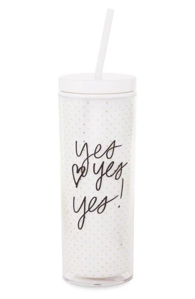 Kate Spade Yes Tumbler With Straw In Gold