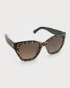 Kate Spade Yolanda Two-tone Acetate Cat-eye Sunglasses In Animal Print