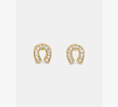 Kate Spade You're A Gem Pave Horseshoe Studs In Gold