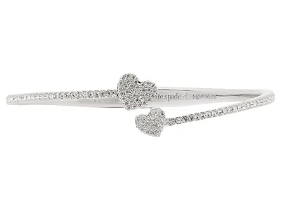 Kate Spade Yours Truly Pave Open Hinge Cuff Bracelet Clear/gold: One Size In White