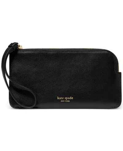 Kate Spade Zippy Smooth Leather Wristlet In Black
